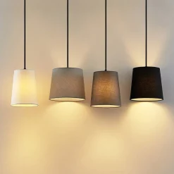 Lindby Pendellamper|Pendellamper > hængelampe Hinai, sort/grå/hvid, tekstil, 116 cm