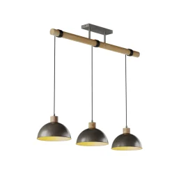 Lindby Pendellamper > hængelampe Holgar, grå, 3 lyskilder, træ, metal, E27