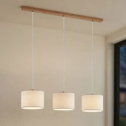 Pendellamper|Pendellamper ^ Lindby hængelampe Imarin, 3 lyskilder, hvid, tekstil, 100 cm