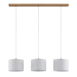 Pendellamper|Pendellamper ^ Lindby hængelampe Imarin, 3 lyskilder, hvid, tekstil, 100 cm