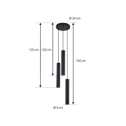 Lindby Pendellamper|Pendellamper > hængelampe Joffrey, Ø 24 cm, sort, 3 lyskilder, GU10