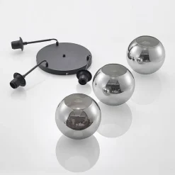 Lindby Pendellamper|Pendellamper > hængelampe Jurian, 32 cm, 3 lyskilder, sort/røget, glas