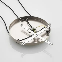 Pendellamper ^ Lindby hængelampe Jurian, Ø 32 cm, 3 lyskilder, nikkel/opal, glas