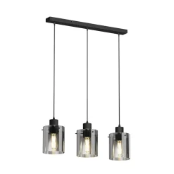 Lindby Pendellamper|Pendellamper > hængelampe Kourtney, 3 lyskilder, sort/grå, glas, E27