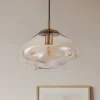 Lindby Pendellamper|Pendellamper > hængelampe Lelia, ravfarvet, glas, Ø 35 cm