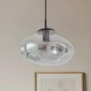 Lindby Pendellamper > hængelampe Lelia, røggrå, glas, Ø 35 cm