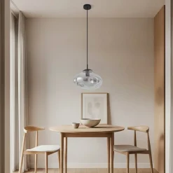 Lindby Pendellamper > hængelampe Lelia, røggrå, glas, Ø 35 cm