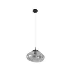 Lindby Pendellamper > hængelampe Lelia, røggrå, glas, Ø 35 cm
