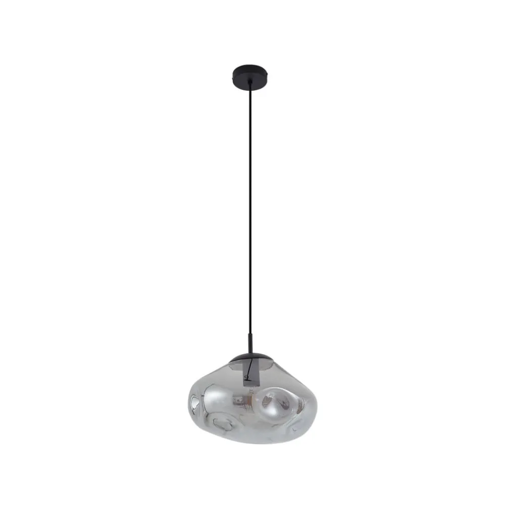 Lindby Pendellamper > hængelampe Lelia, røggrå, glas, Ø 35 cm