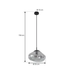 Lindby Pendellamper > hængelampe Lelia, røggrå, glas, Ø 35 cm