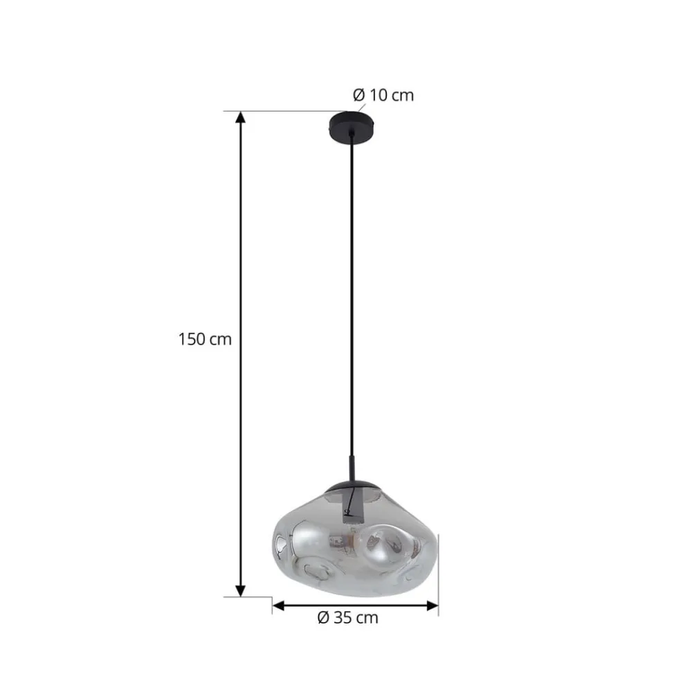 Lindby Pendellamper > hængelampe Lelia, røggrå, glas, Ø 35 cm