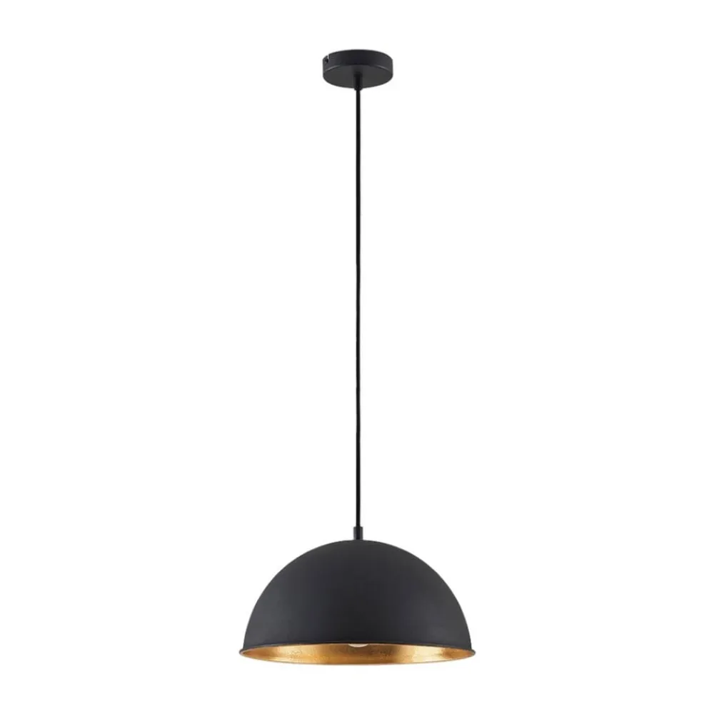 Pendellamper|Pendellamper ^ Lindby hængelampe Leya, sort/guld, metal, Ø 30 cm, E27