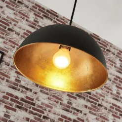 Pendellamper|Pendellamper ^ Lindby hængelampe Leya, sort/guld, metal, Ø 30 cm, E27
