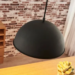 Pendellamper|Pendellamper ^ Lindby hængelampe Leya, sort/guld, metal, Ø 30 cm, E27
