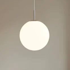 Lindby Pendellamper > hængelampe Marike, Ø 35 cm, hvid, glas, kugle, E27