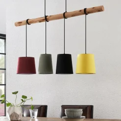 Lindby Pendellamper|Pendellamper > hængelampe Moscow , farverig, tekstil, træ, E27, 116 cm