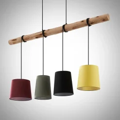 Lindby Pendellamper|Pendellamper > hængelampe Moscow , farverig, tekstil, træ, E27, 116 cm