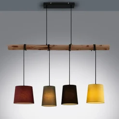 Lindby Pendellamper|Pendellamper > hængelampe Moscow , farverig, tekstil, træ, E27, 116 cm