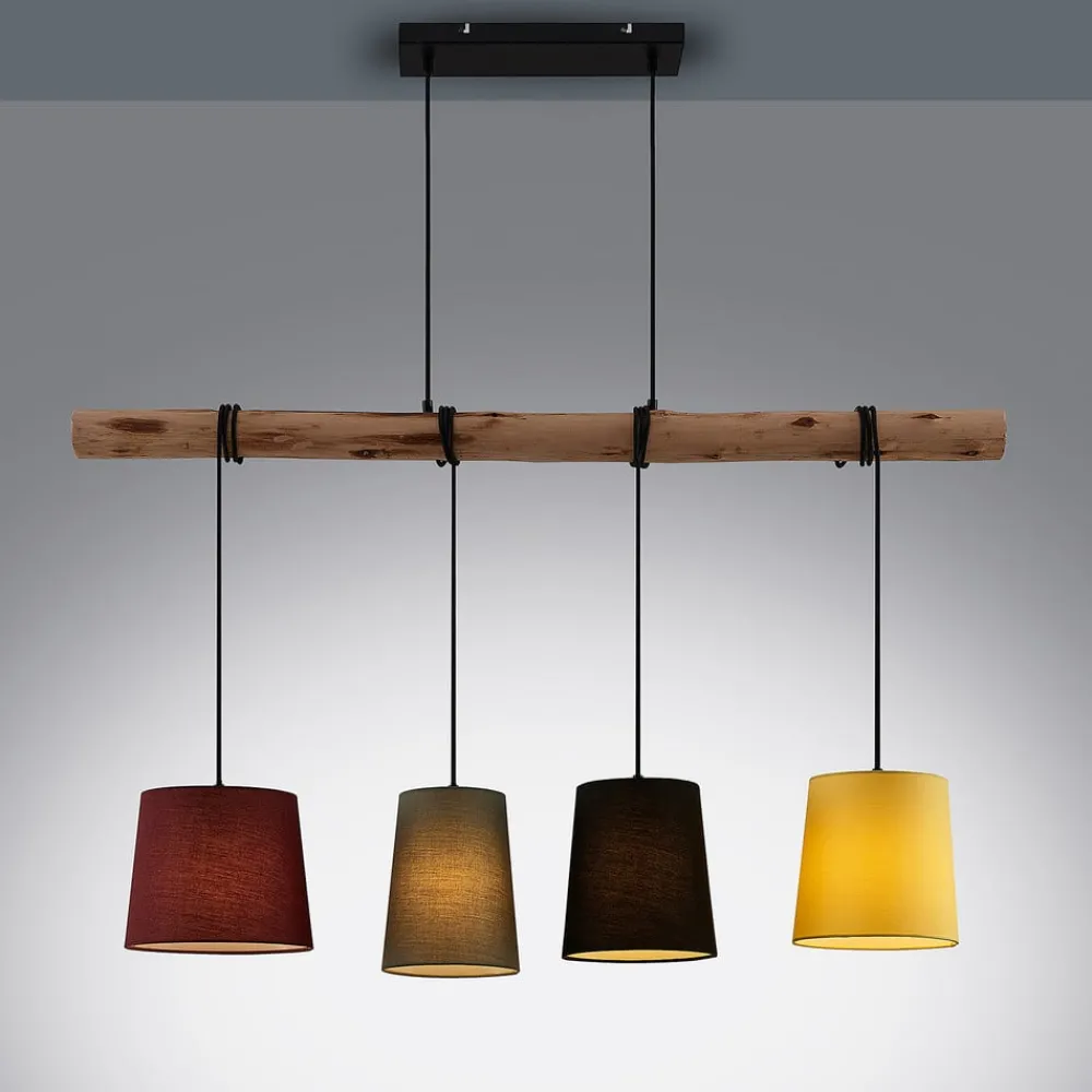 Lindby Pendellamper|Pendellamper > hængelampe Moscow , farverig, tekstil, træ, E27, 116 cm