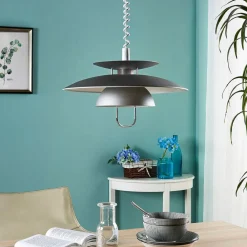 Lindby Pendellamper|Pendellamper > hængelampe Nadija, grå, 43 cm, højdejusterbar, E27