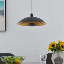 Gang|Pendellamper ^ Lindby hængelampe Narisara, Ø 40 cm, E27, sort-guld