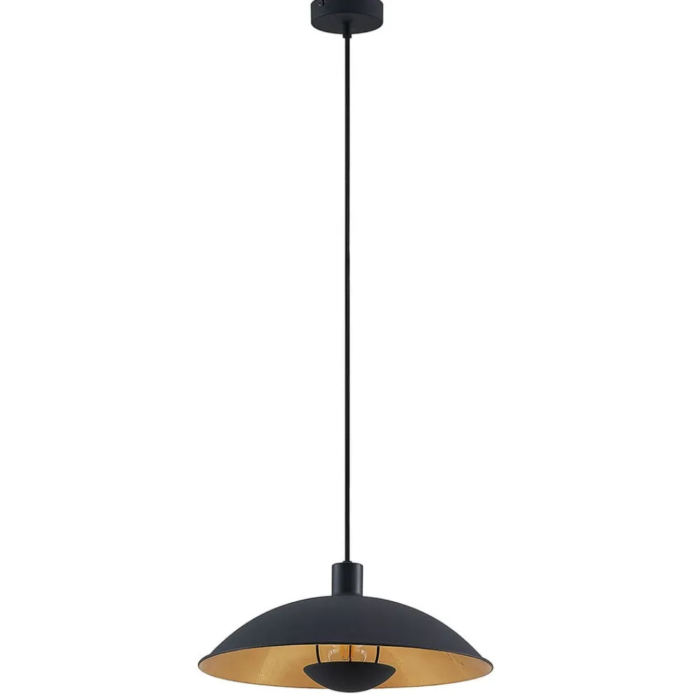 Gang|Pendellamper ^ Lindby hængelampe Narisara, Ø 40 cm, E27, sort-guld