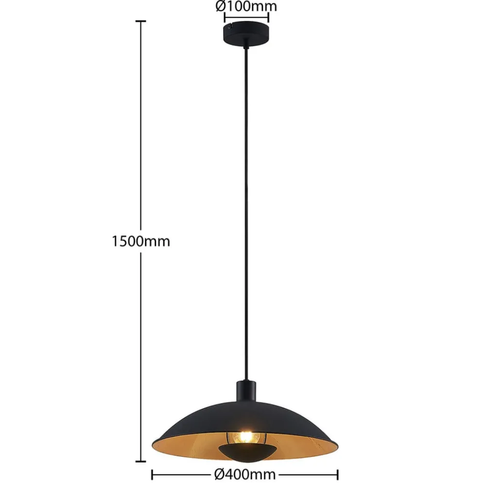 Gang|Pendellamper ^ Lindby hængelampe Narisara, Ø 40 cm, E27, sort-guld