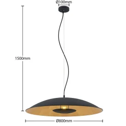 Lindby Pendellamper > hængelampe Narisara, Ø 80 cm, E27, sort-guld