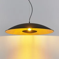 Lindby Pendellamper > hængelampe Narisara, Ø 80 cm, E27, sort-guld