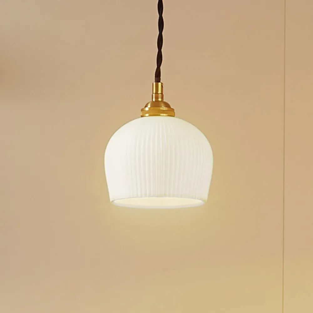 Pendellamper|Pendellamper ^ Lindby hængelampe Nolane, Ø 11 cm, keramik, hvid/messing