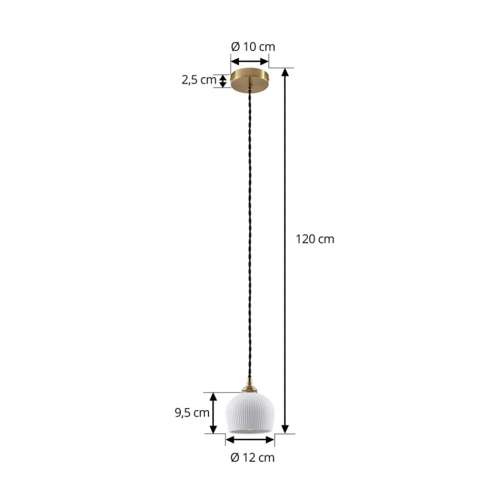 Pendellamper|Pendellamper ^ Lindby hængelampe Nolane, Ø 11 cm, keramik, hvid/messing