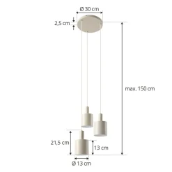 Lindby Pendellamper > hængelampe Ovelia, beige, 3 lyskilder, metal, E27