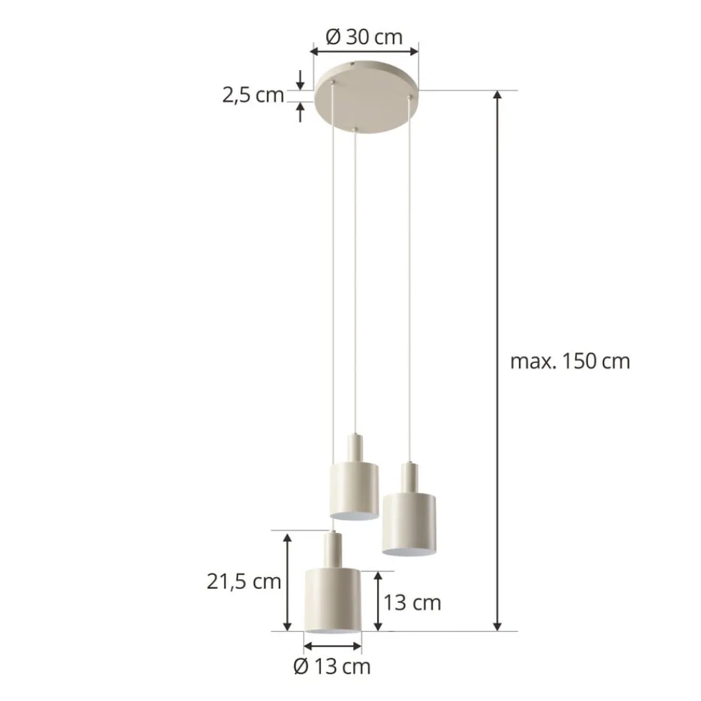 Lindby Pendellamper > hængelampe Ovelia, beige, 3 lyskilder, metal, E27