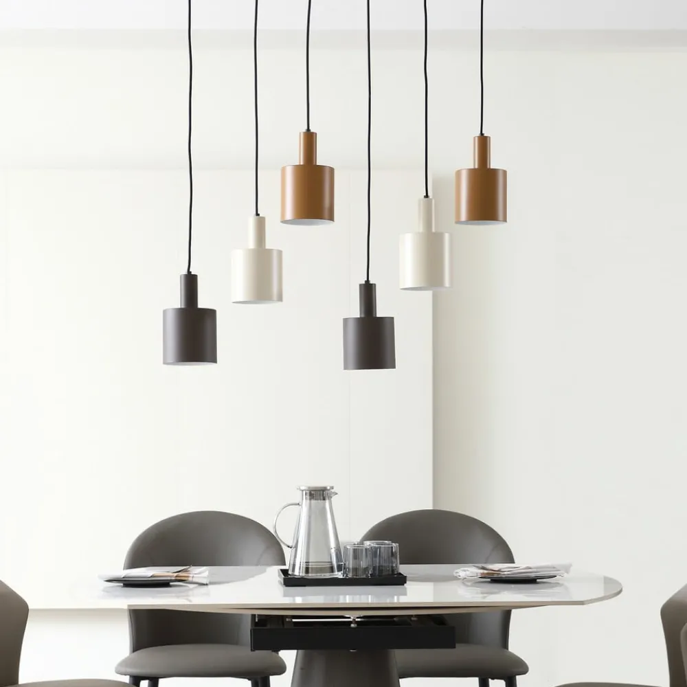 Lindby Pendellamper > hængelampe Ovelia, brun/kaffe/beige, 6 lyskilder, E27