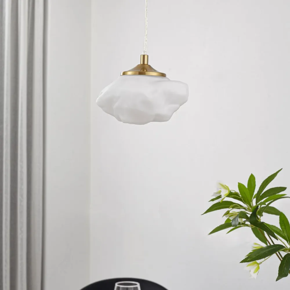 Lindby Pendellamper > hængelampe Piatra, opal/messing, glas, Ø 16 cm, G9