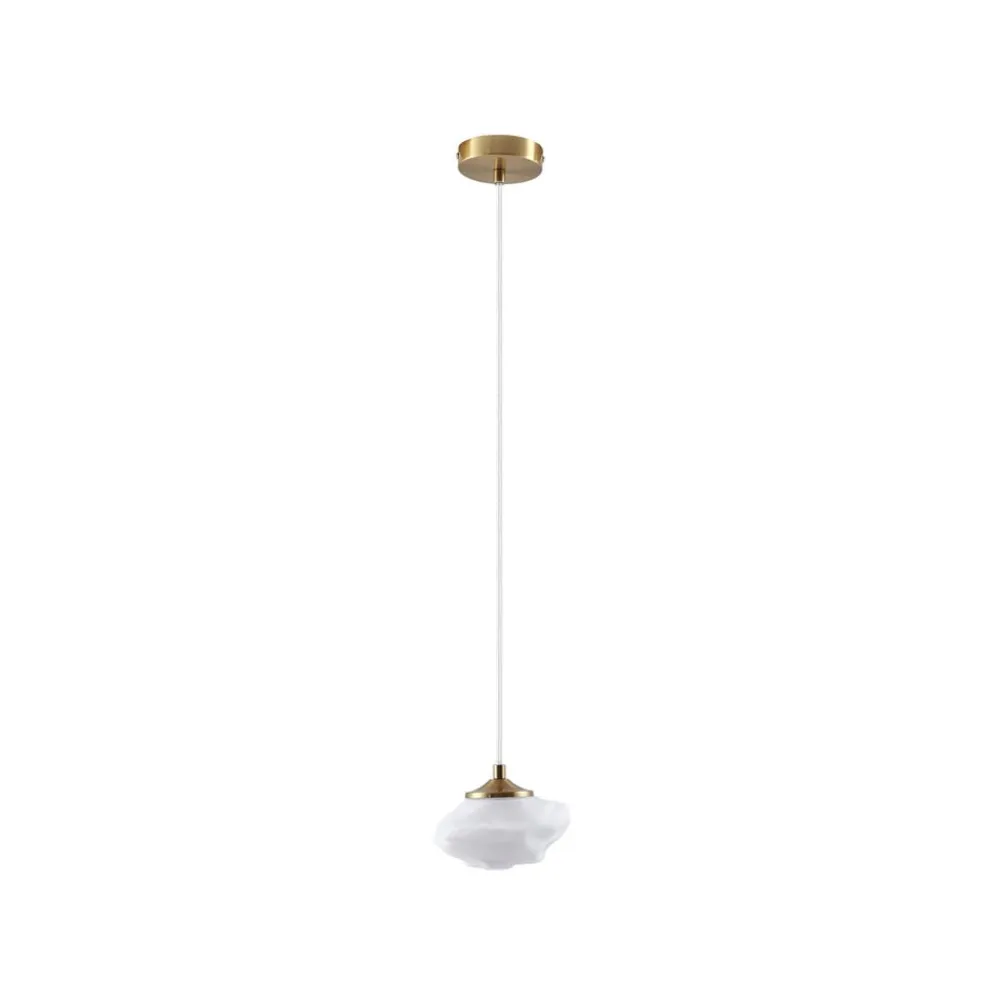 Lindby Pendellamper > hængelampe Piatra, opal/messing, glas, Ø 16 cm, G9