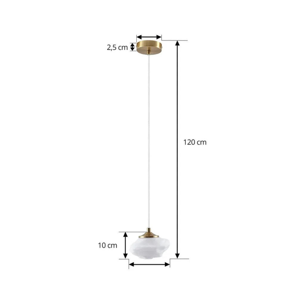 Lindby Pendellamper > hængelampe Piatra, opal/messing, glas, Ø 16 cm, G9
