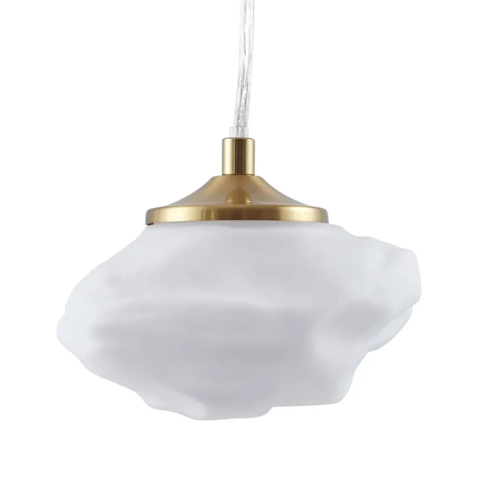 Lindby Pendellamper > hængelampe Piatra, opal/messing, glas, Ø 16 cm, G9
