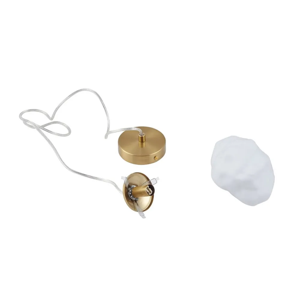 Lindby Pendellamper > hængelampe Piatra, opal/messing, glas, Ø 16 cm, G9