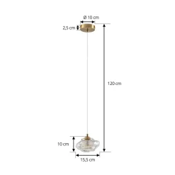Pendellamper|Pendellamper ^ Lindby hængelampe Piatra, rav/messing, glas, Ø 16 cm, G9