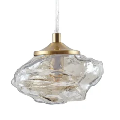 Pendellamper|Pendellamper ^ Lindby hængelampe Piatra, rav/messing, glas, Ø 16 cm, G9