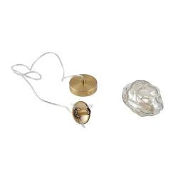 Pendellamper|Pendellamper ^ Lindby hængelampe Piatra, rav/messing, glas, Ø 16 cm, G9