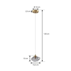 Pendellamper ^ Lindby hængelampe Piatra, røg/messing, glas, Ø 16 cm, G9