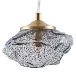 Pendellamper ^ Lindby hængelampe Piatra, røg/messing, glas, Ø 16 cm, G9
