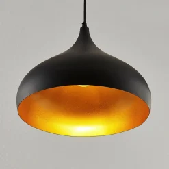 Lindby Pendellamper|Pendellamper > hængelampe Ritana, sort-guld, metal, Ø 31cm, E27