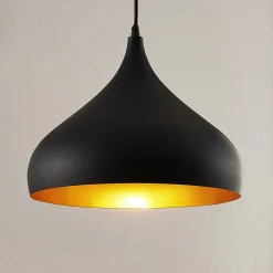 Pendellamper|Pendellamper ^ Lindby hængelampe Ritana, sæt af 2, sort-guld, metal, E27