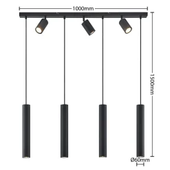 Lindby Pendellamper|Pendellamper > hængelampe Sanad, 100 cm, 7 lyskilder, sort, GU10