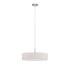 Pendellamper ^ Lindby hængelampe Sebatin, Ø 50 cm, hvid, stof, E27