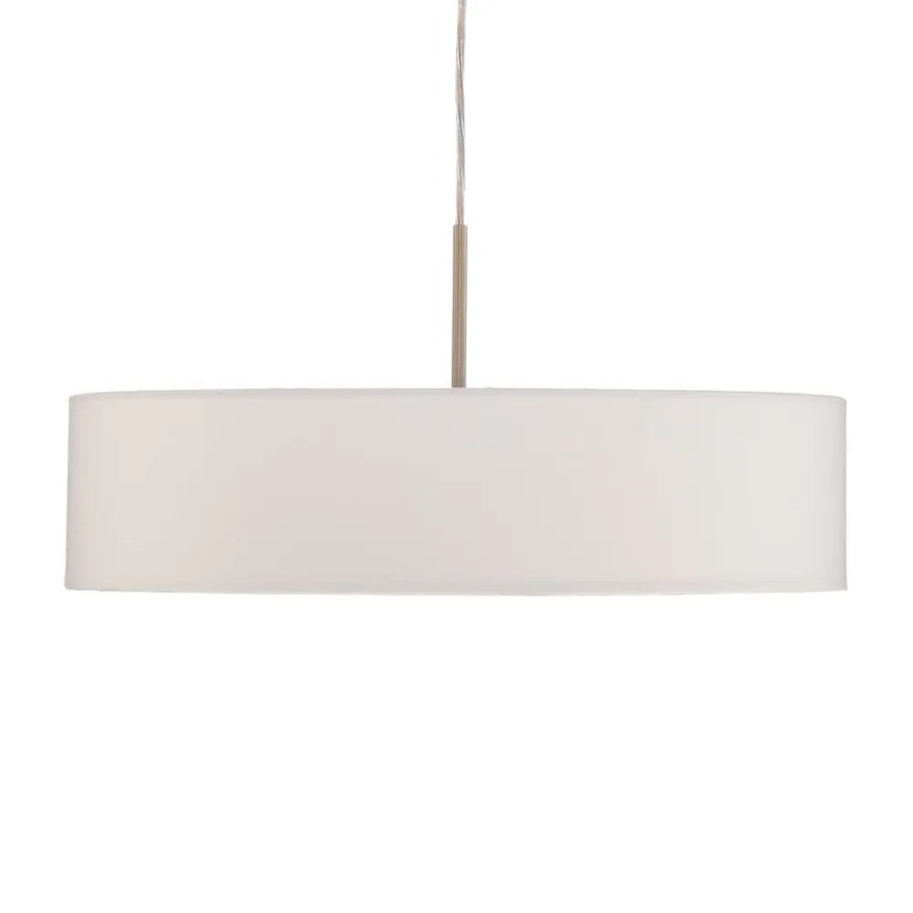 Pendellamper ^ Lindby hængelampe Sebatin, Ø 50 cm, hvid, stof, E27