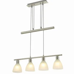 Pendellamper|Pendellamper ^ Lindby hængelampe Simeon, nikkelfarvet, glas, 73 cm, E14